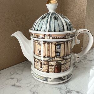 Architectural Design Teapot with Gold Accents